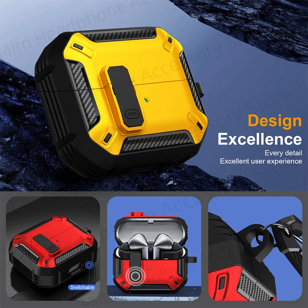 Newest carbon fibre switch earphone cover for Men For Samsung Galaxy Buds 3/Buds3 Pro Buzz 3 Pro Earbuds Case with cleaning kit Caseverse