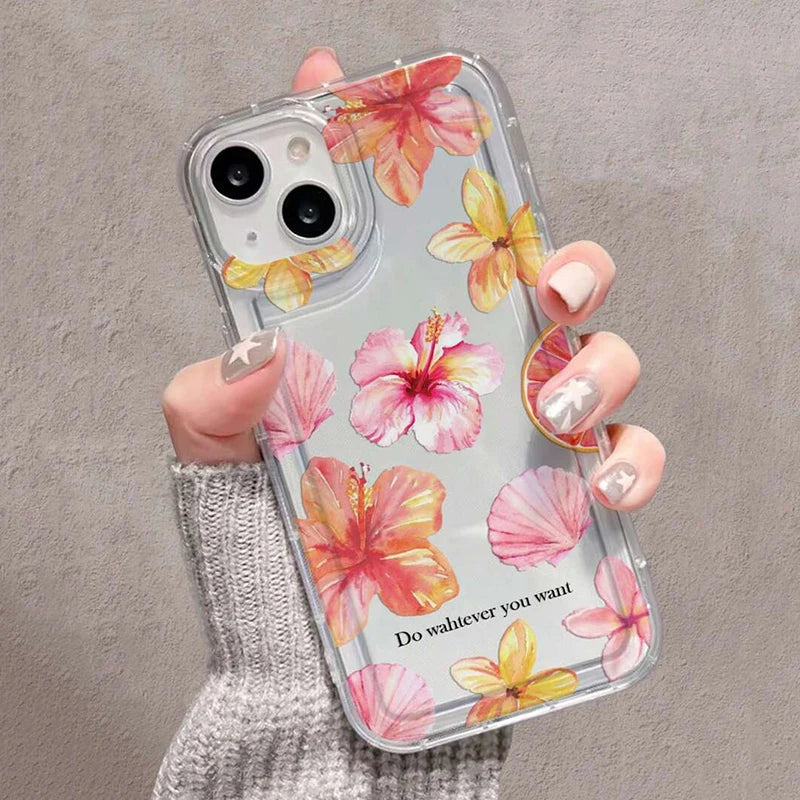 Metal Tulip Pattern Airbag Protective Phone Case For iPhone 14 13 11 15 16 Pro Max 16E 12 Mini XS XR X 8 7 Plus SE 2 Plus Cover Caseverse