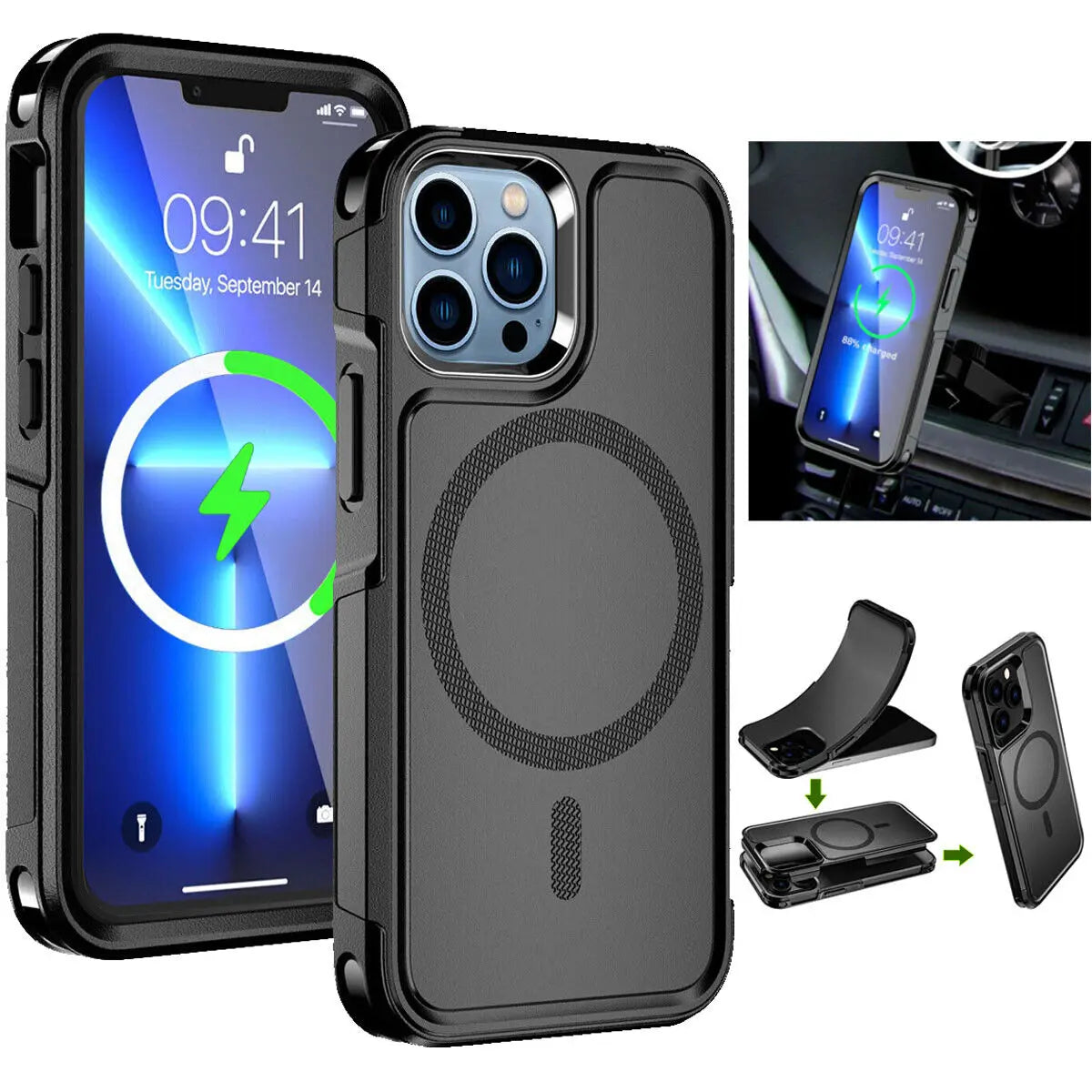 Magnetic Case for iPhone 15 14 Pro Max Plus 13 mini 12 for MagSafe Military Grade Drop Protective Tough Shockproof Case - Caseverse