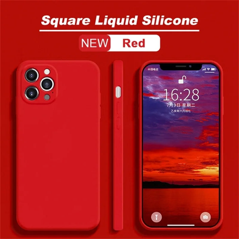 Luxury Liquid Silicone Shockproof Case for iPhone 14 15 Plus X XS XR Max Mini Back Soft Cover - Caseverse