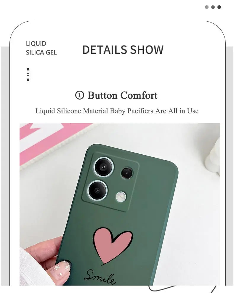 Note13 Big Red Heart Lanyard Silicone Phone Case For Xiaomi Redmi Note 13 13Pro Shatterproof Redmi Note 13ProPlus Back Cover - Caseverse