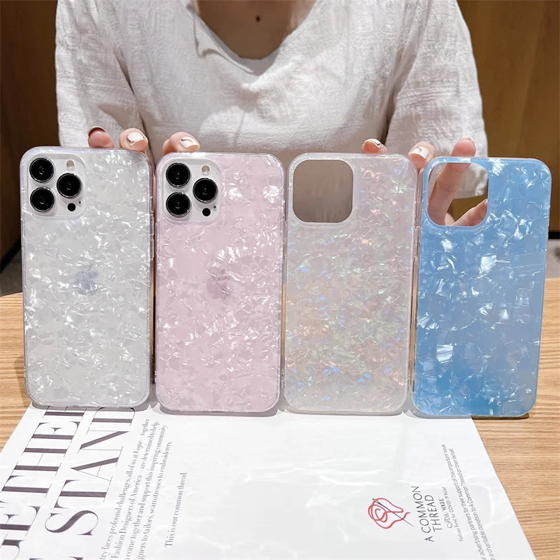 Cute Glitter Marble Silicone Case For iphone 16 15 14 12 13 Mini 11 Pro Max Plus Silicone Soft TPU Back Phone Cases Cover - Caseverse
