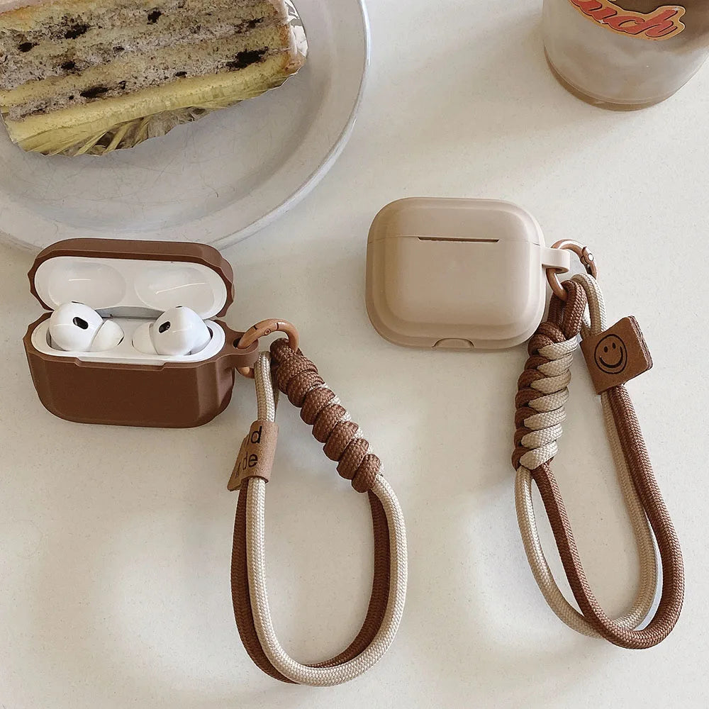 caramel color soft silicone earphone case with bracelet fall prevention couple for airpods 2 3 pro 2 bluetooth charging box case Caseverse