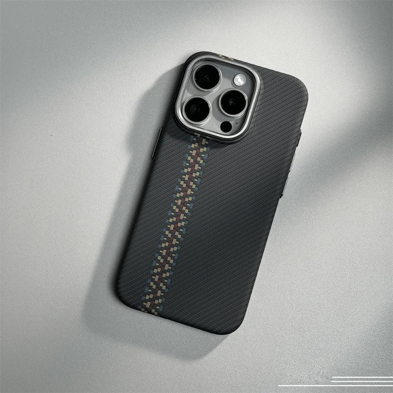 Abstract Carbon Fibre MagSafe Case for iPhone 16 15 Pro Max 14 Cover Wireless Charging Alloy Lens Camera Bumper Hard Armor Shell Caseverse