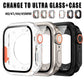 Case for Apple Watch Cover 44mm 45mm 40 41mm Appearance Change To Ultra Tempered Glass Screen Protector Cover iWatch 9 8 7 6 se