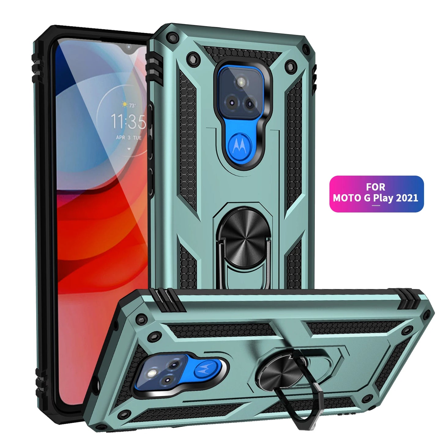 for Moto G Play Case for Phone Moto G Play 2021 Case Shockproof Armor Rugged Military Protective Car Holder Magnetic Cover - Caseverse