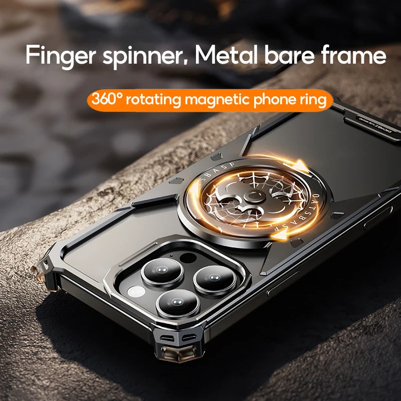 Eary Bat Case for iPhone 16 Pro Max with Magsafe 360°Rotation Kickstand Metal Frameless Military Grade Shockproof Phone Cover - Caseverse