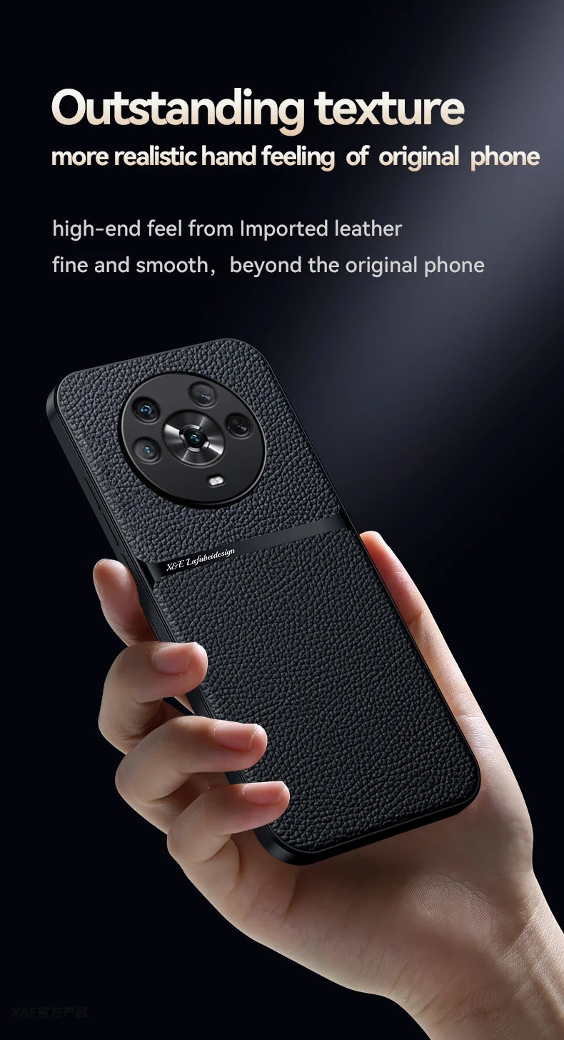 For Honor Magic4 Pro Build-in Magnet Metal Plate Car Holder Phone Case Honor Magic 4 Pro 4Pro Magic4 Silicone Leather Back Cover