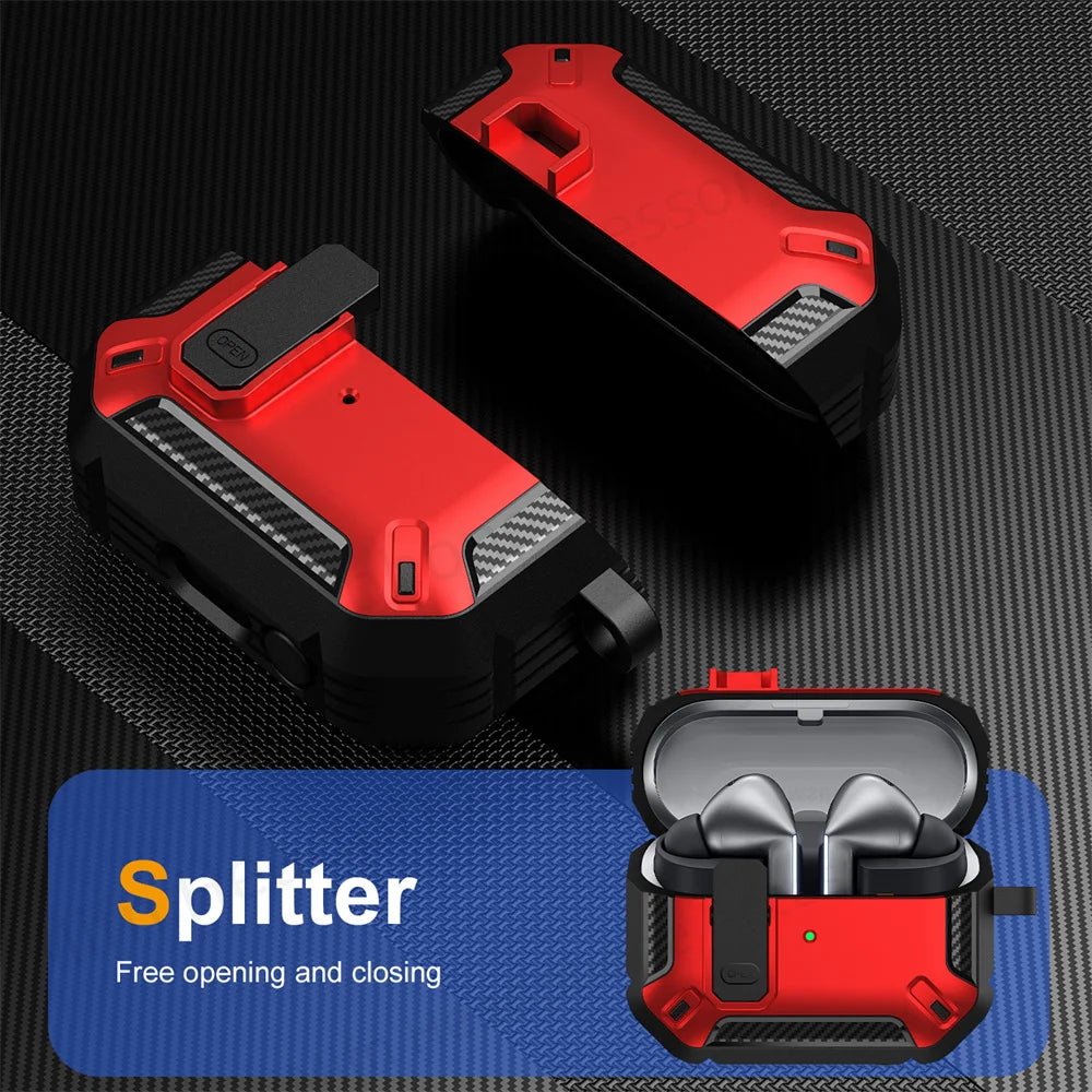 Newest carbon fibre switch earphone cover for Men For Samsung Galaxy Buds 3/Buds3 Pro Buzz 3 Pro Earbuds Case with cleaning kit Caseverse