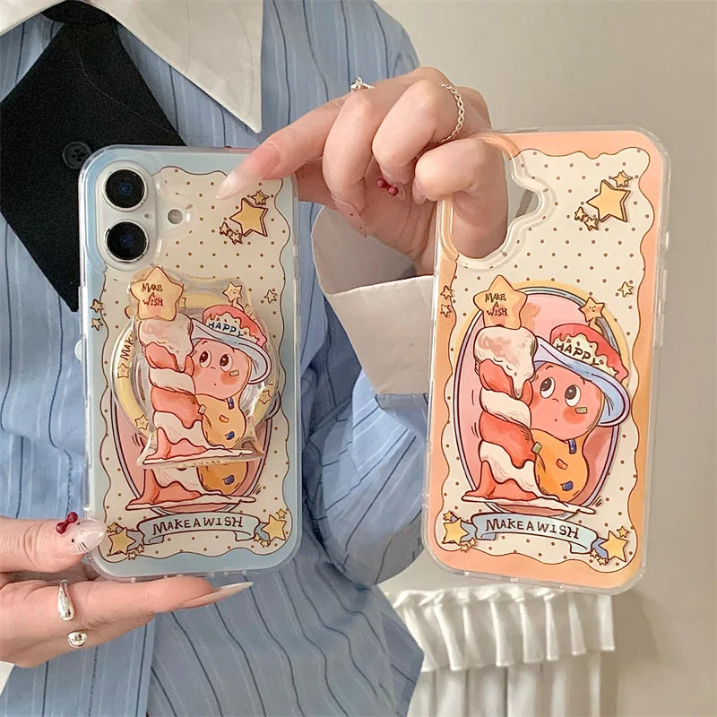 Magnetic Phone Case For iPhone 16 Pro 15 14 13 Pro Max Cover with Magsafe Holder Cute Candle Star Shockproof Silicone Cases 15 Caseverse