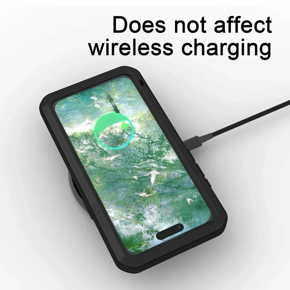 Original LOVE MEI Metal Armor For iphone 16 Pro Max Case 15 Plus 14 Military Grade Silicone Shockproof Cover Built-in Protector - Caseverse