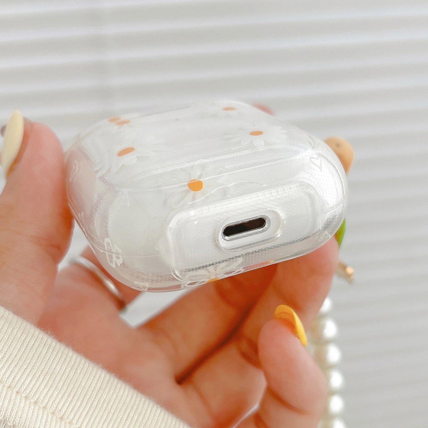 Wireless Bluetooth case for AirPods1/2 AirPods3 AirPods pro and pro2 tpu flower pattern earphone cover with imitation pearl chai Caseverse