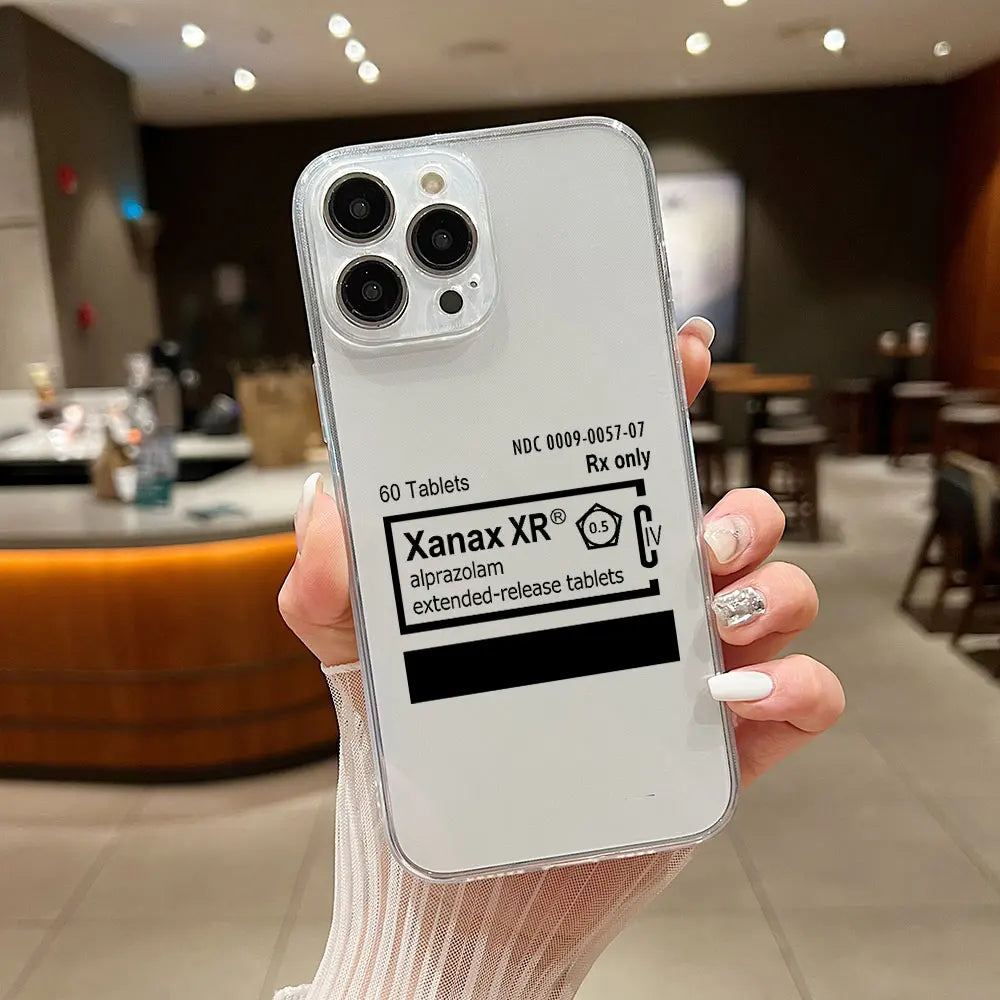 XANAX Chill Pill Phone Case For iPhone 15 14 13 12 11 Mini Pro Max X XR XSMax 6S 6 7 8 Plus SE20 Transparent Cover Caseverse