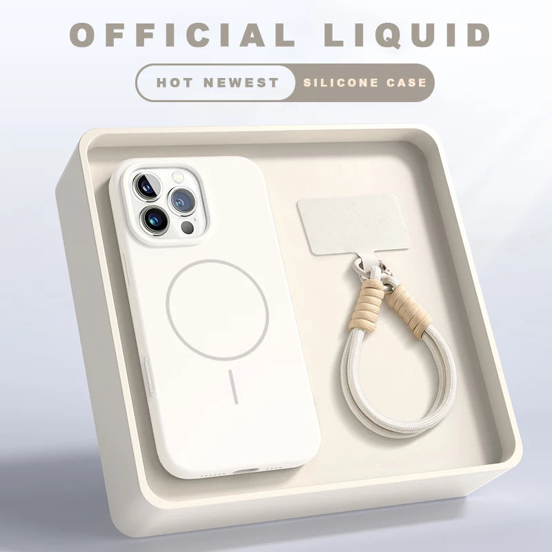 Magnetic Phone Case For iPhone 15 14 16 Plus 11 12 13 16 Pro Max Silicone Official Lanyard Magsafe Strap Protector Soft Cover Caseverse