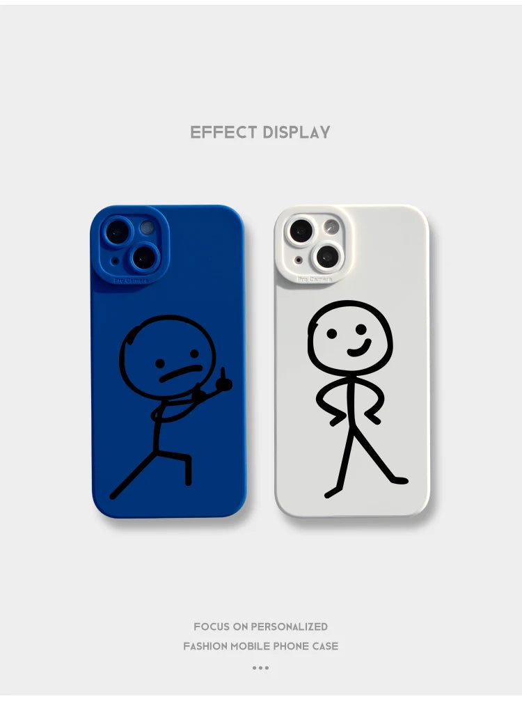 Cute Cartoon Matchman Matte Silicone Phone Case For iPhone 16 15 Soft Back Cover - Caseverse