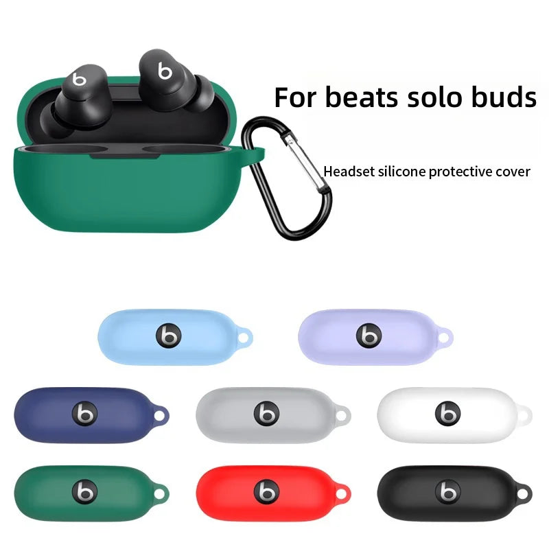 【Logo Visible 】Case for Beats Solo Buds with Keychain Soft Silicone Scratch Resistant Protective Case for Beats Solo Buds 2024 Caseverse