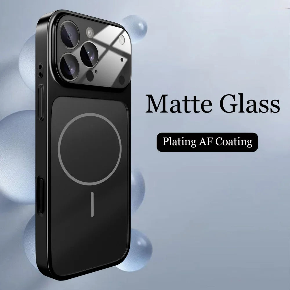 Original Glass Nano Matte Case For iPhone 17 Air 16 15 Pro Max 17Pro Cover Magnetic Magsafe Wireless Charging Armor Shell Funda