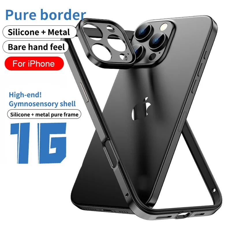 Camera Protection + Hybrid Silicone Frame Aluminum Metal Phone Case For iPhone 16 Pro Max 15 14 13 Better Heat Bumper