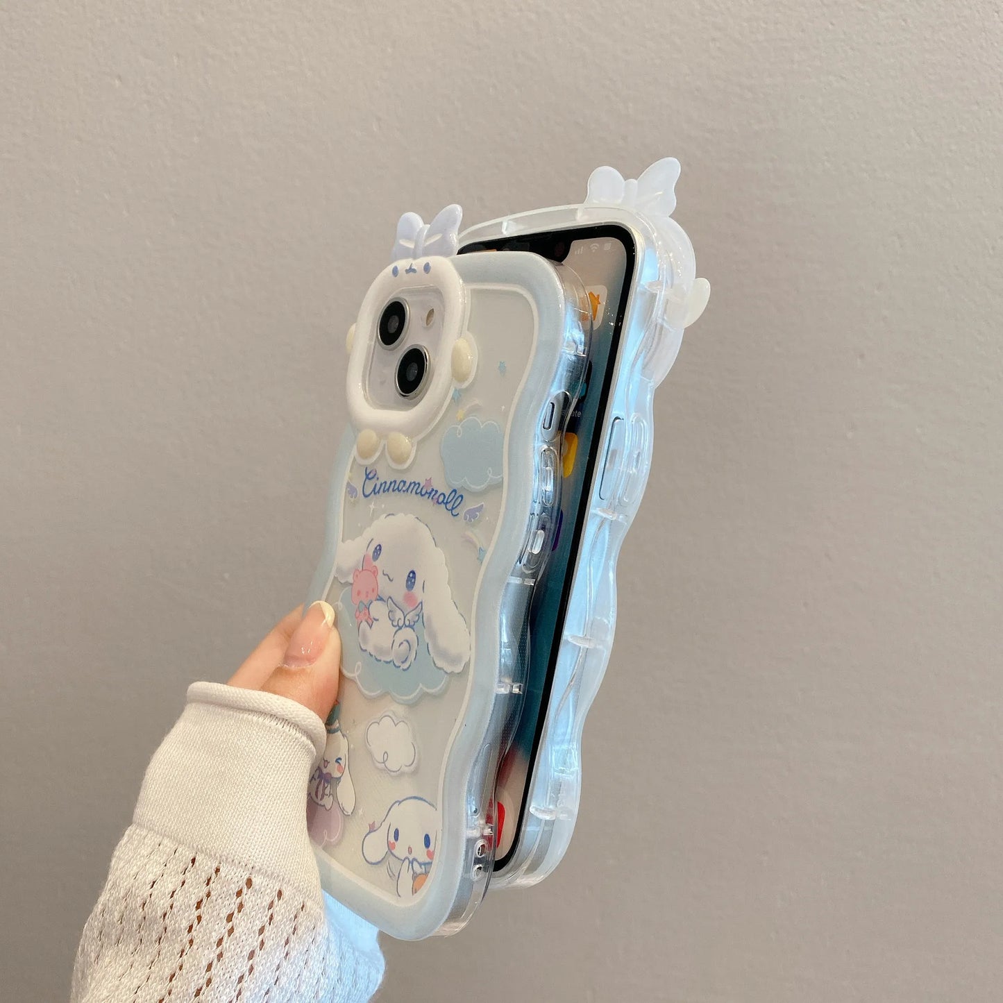 Kawaii Sanrio Cinnamoroll With Bracelet Bracket Phone Case For iPhone 15 14 13 12 11 Pro Max XR XS MAX X 7 Back Cover Y2k Gift - Caseverse