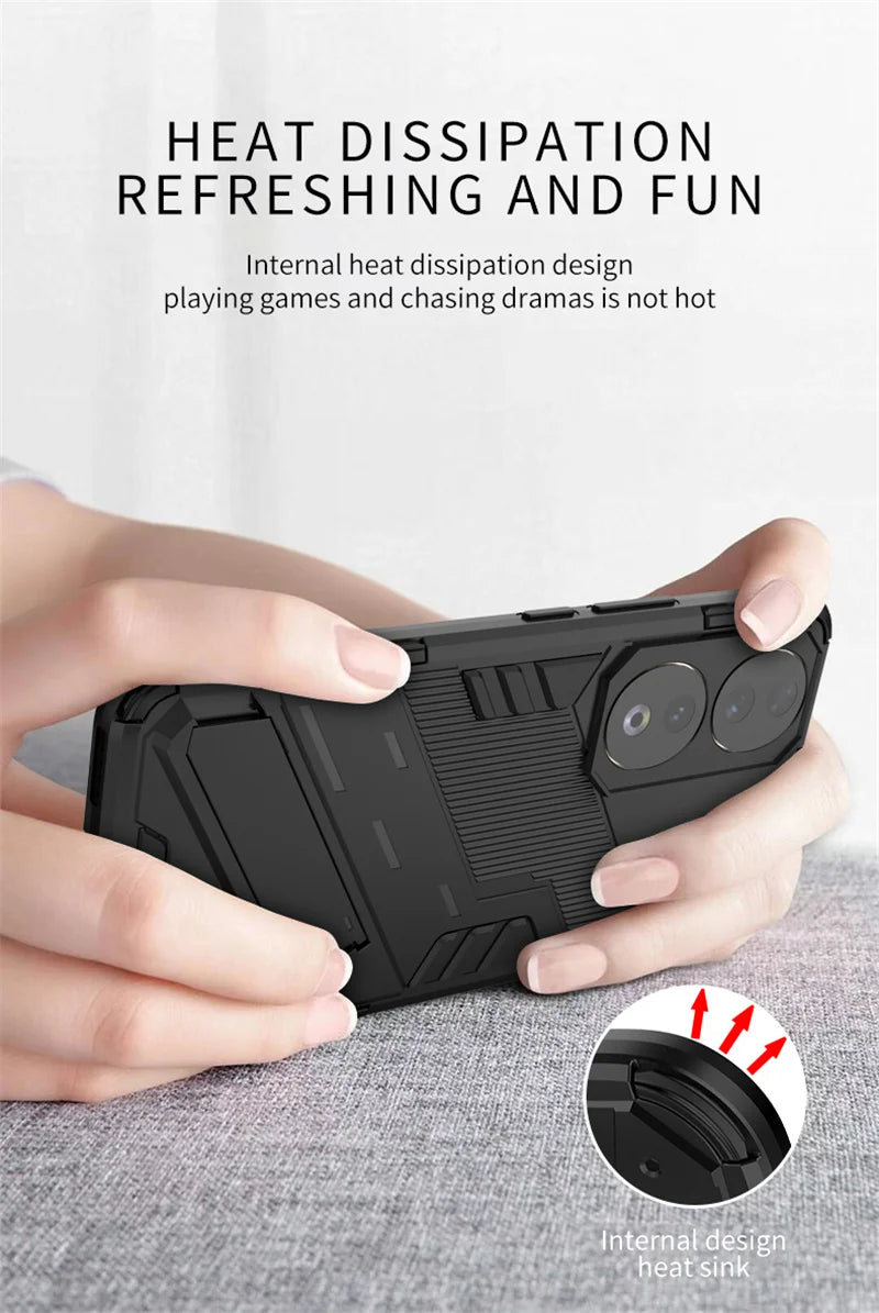 For Honor 90 Case Shockproof Rugged Hard PC Armor Phone Cases For Honor 90 Pro Honor90 Lite Car Magnetic Holder Stand Back Cover - Caseverse