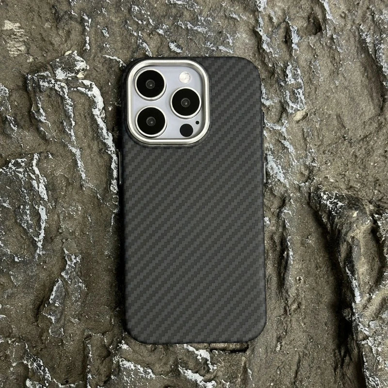 Abstract Carbon Fibre MagSafe Case for iPhone 16 15 Pro Max 14 Cover Wireless Charging Alloy Lens Camera Bumper Hard Armor Shell Caseverse
