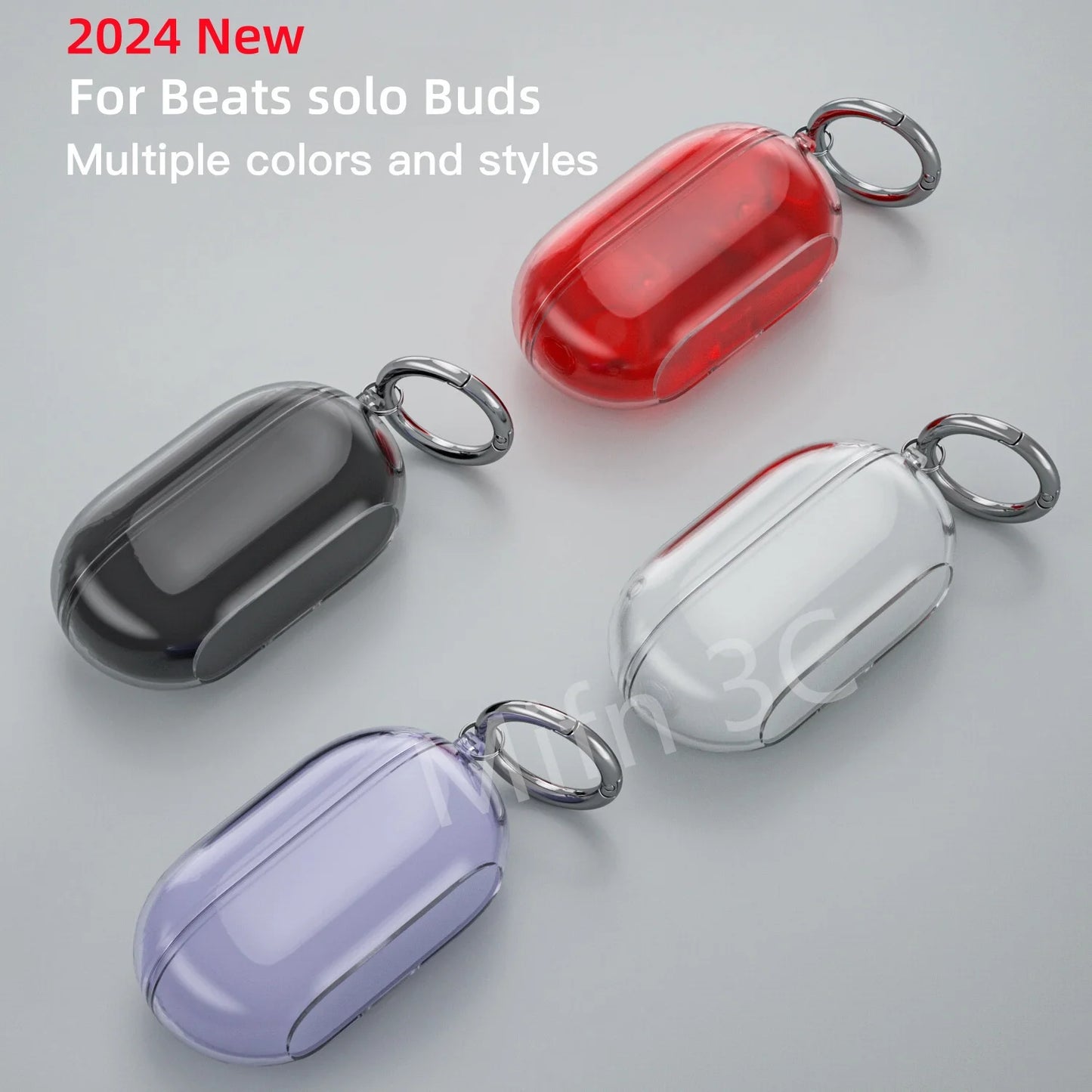 2024 New For Beats solo Buds Earbuds case Soft Transparent Protect Case With keyring Scratch resistant Case for Beats solo Buds