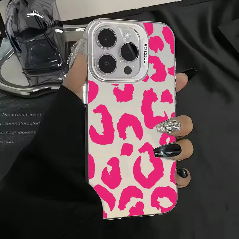 Leopard Print Electroplate Silver Phone Case for Xiaomi 14T Pro Cases Mi 13 12 11 Lite 14 13T 12T Poco M6 X5 X6 F5 F6 Pro Cover - Caseverse