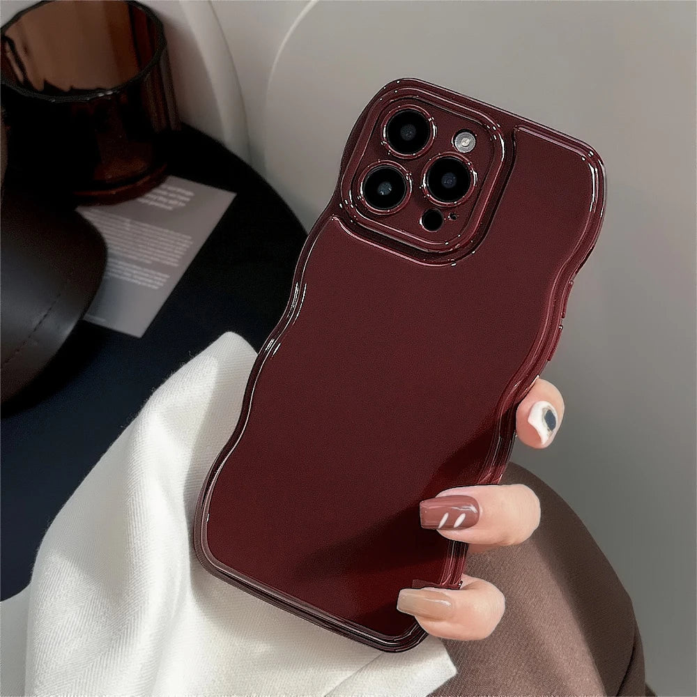 New Men Women Wave Phone Case For iPhone 12 13 14 15 16 Pro Max Shockproof Dissipate Heat Silicone Soft Cases Protective Shell - Caseverse