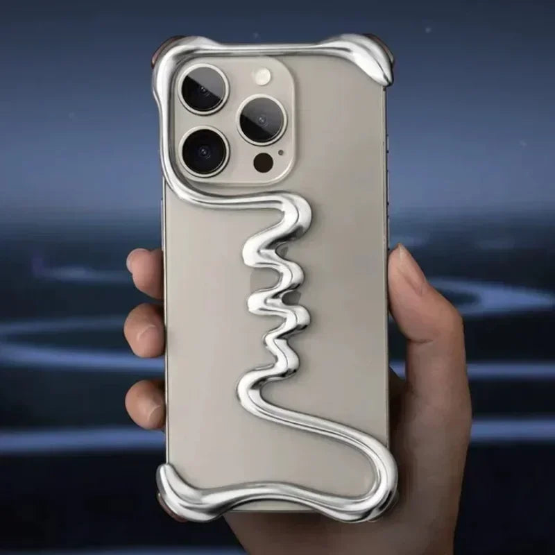 iPhone Phone Case Metal 3D Hollow Case For iPhone16 ProMax 14 15 Pro 16Plus  Aluminum Alloy Track Shell Air Bag Shockproof Cover Caseverse