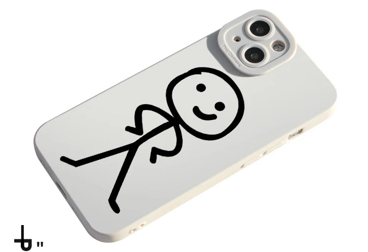 Cute Cartoon Matchman Matte Silicone Phone Case For iPhone 16 15 Soft Back Cover - Caseverse