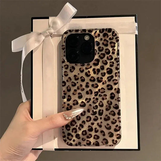 Brown Black Leopard Print Phone Case For iPhone 16 15 14 Pro Max 13 12 11 XS X XR 7 8 Plus SE 2022 Shockproof Soft Back Cover - Caseverse
