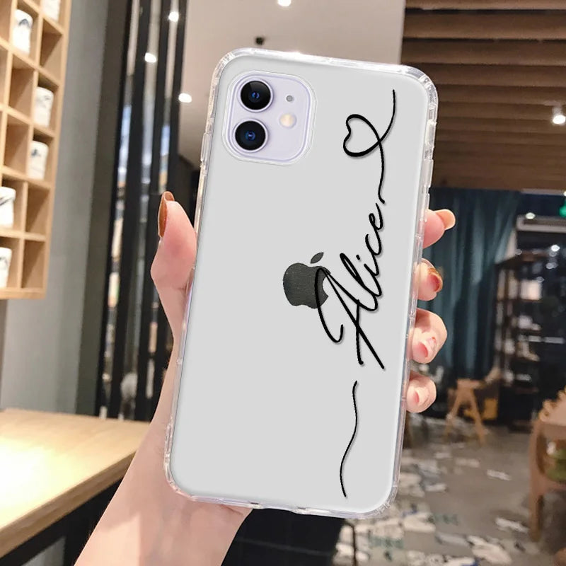 Personalized Custom Name Phone Case For iPhone 13 12 11 14 15 16 pro 16 14 15 Plus Xs MAX XR 12 13 Mini Clear Cover Capa Fundas Caseverse