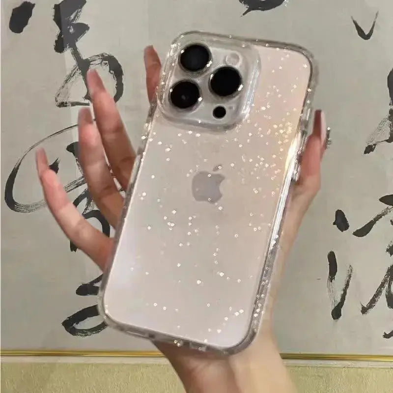 Luxury Bling Glitter Clear Phone Case for iPhone 16 15 14 13 12 11 Pro Max Plus Mini Silicone Soft Transparent Bumper Cover - Caseverse