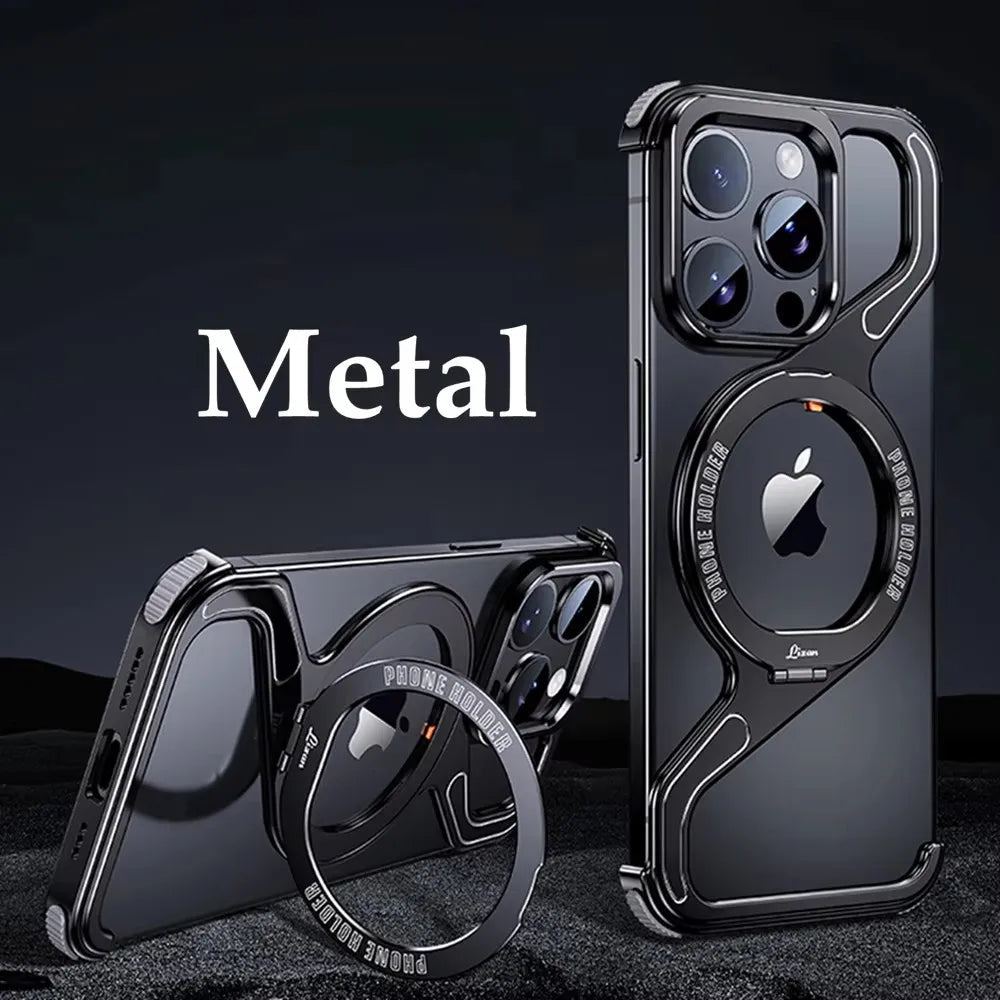 Shockproof Phone Case Z Shape Metal Frame for iPhone 16 Pro 15 14 13 Pro Max Plus Full Aluminium Alloy Magnetic Bracket Cases Caseverse