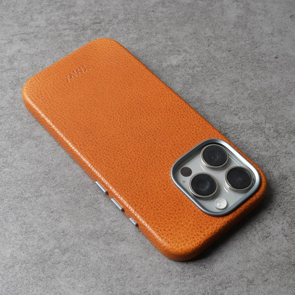 YMW Magnetic Genuine Leather Case for iPhone 16 Pro Max 15 14 Personality Cowhide Magnetic Phone Cover - Caseverse