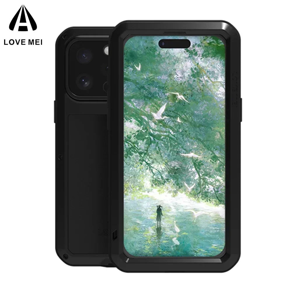 Original LOVE MEI Metal Armor For iphone 16 Pro Max Case 15 Plus 14 Military Grade Silicone Shockproof Cover Built-in Protector - Caseverse