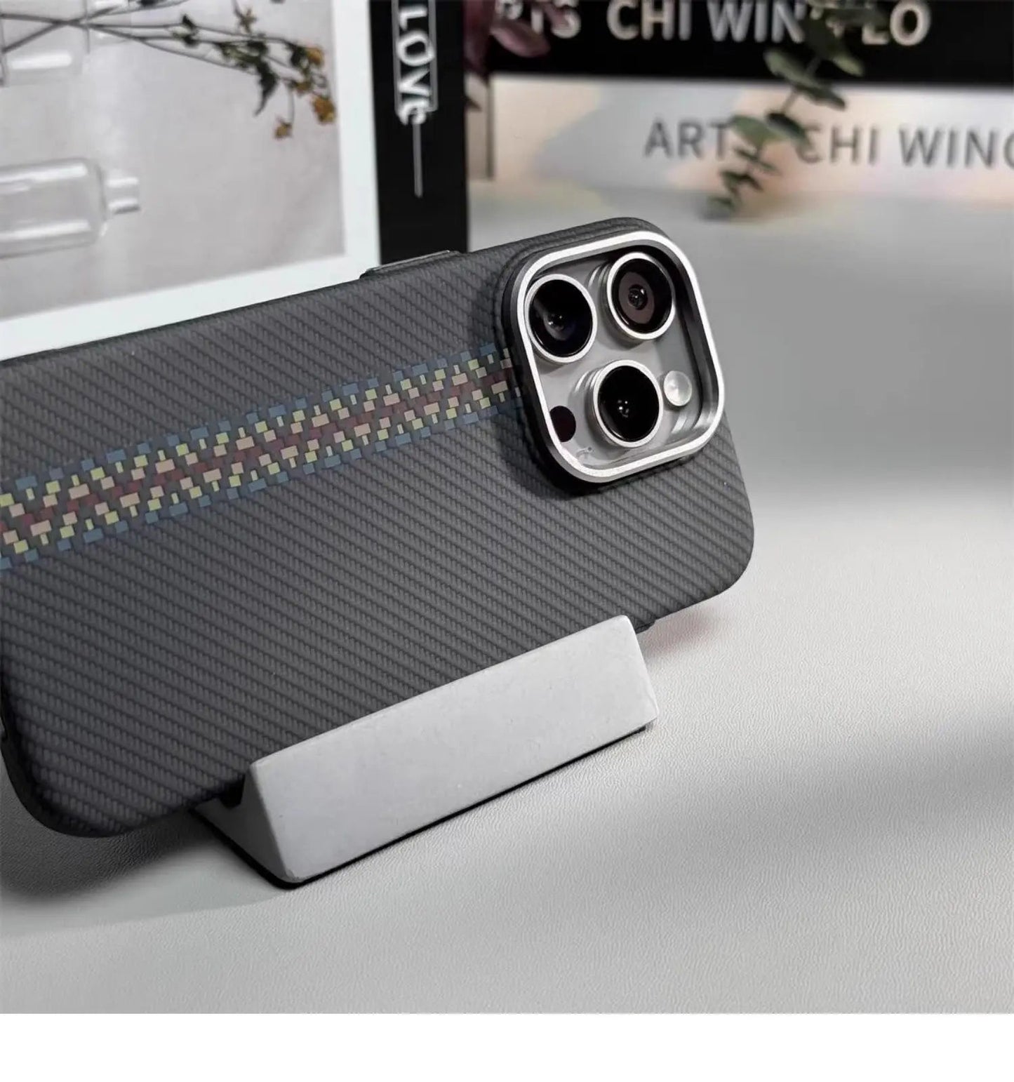 Abstract Carbon Fibre MagSafe Case for iPhone 16 15 Pro Max 14 Cover Wireless Charging Alloy Lens Camera Bumper Hard Armor Shell Caseverse