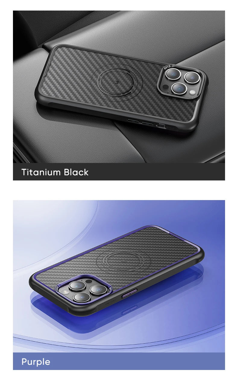ROCK Kevlar Magnetic Case for iPhone 15 Pro Max Metal Lens Military Grade Shockproof Cover for iPhone 15 Compatible with MagSafe - Caseverse