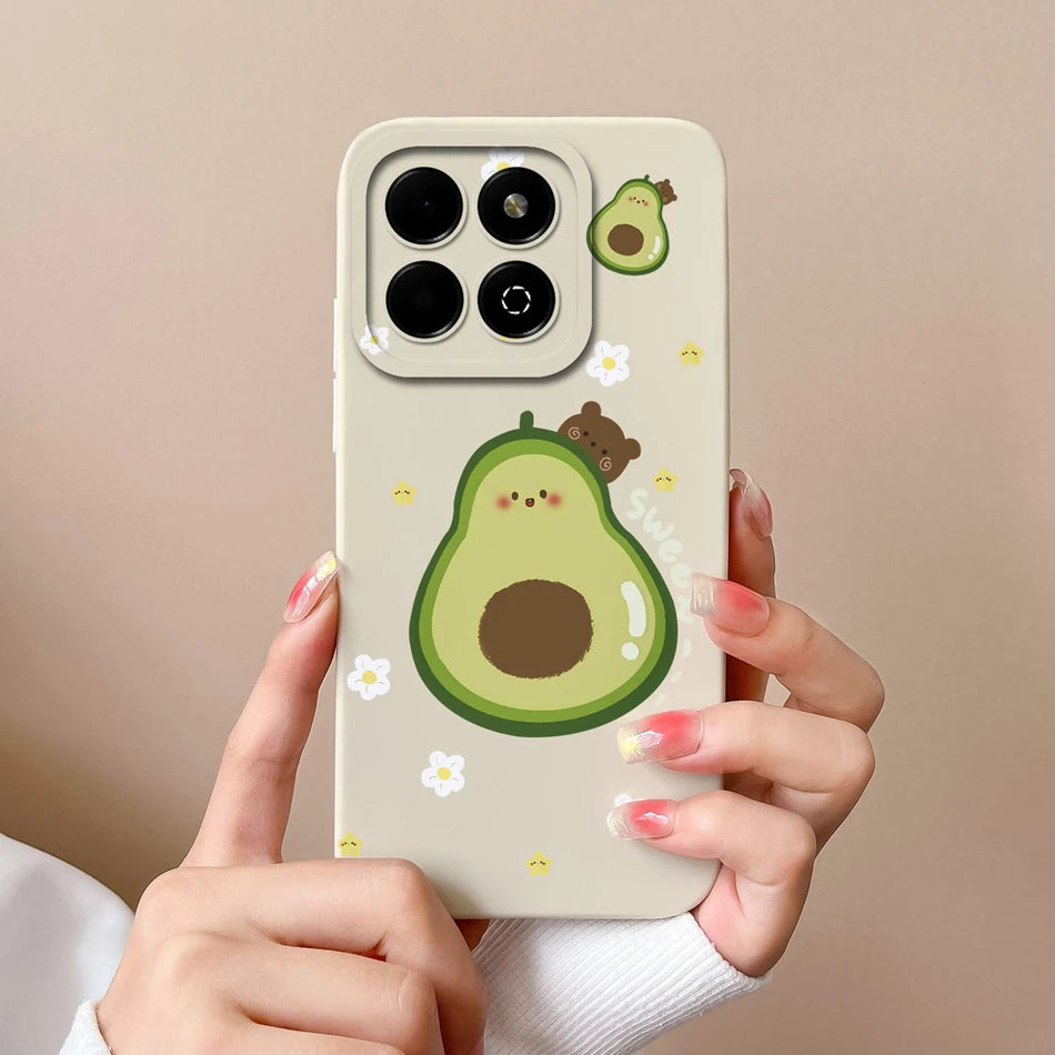Case For Honor X6B Phone Back Cover Cute Avocado Soft Comfortable Liquid Silicone Camera Protection Anti Drop Bumper Capa Funda - Caseverse