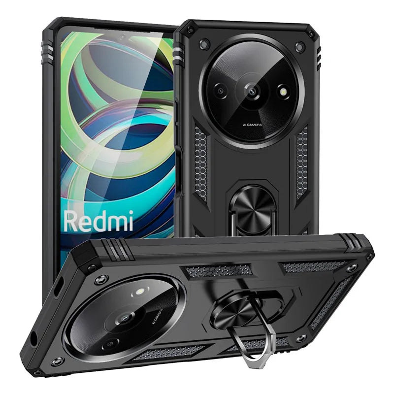 For Xiaomi Redmi A3 4G Case Rugged Armor Phone Case For Redmi A3 A 3 RedmiA3 4G Magnetic Ring Holder Shockproof Cover - Caseverse