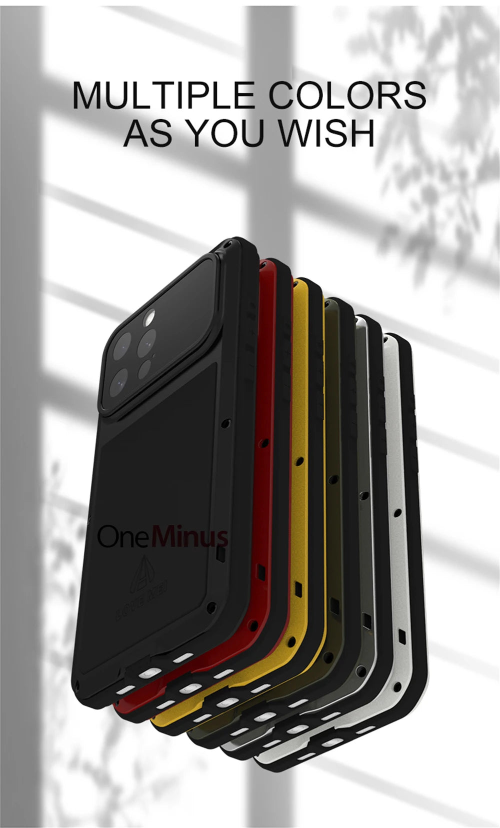 Original LOVE MEI Metal Armor For iphone 16 Pro Max Case 15 Plus 14 Military Grade Silicone Shockproof Cover Built-in Protector - Caseverse