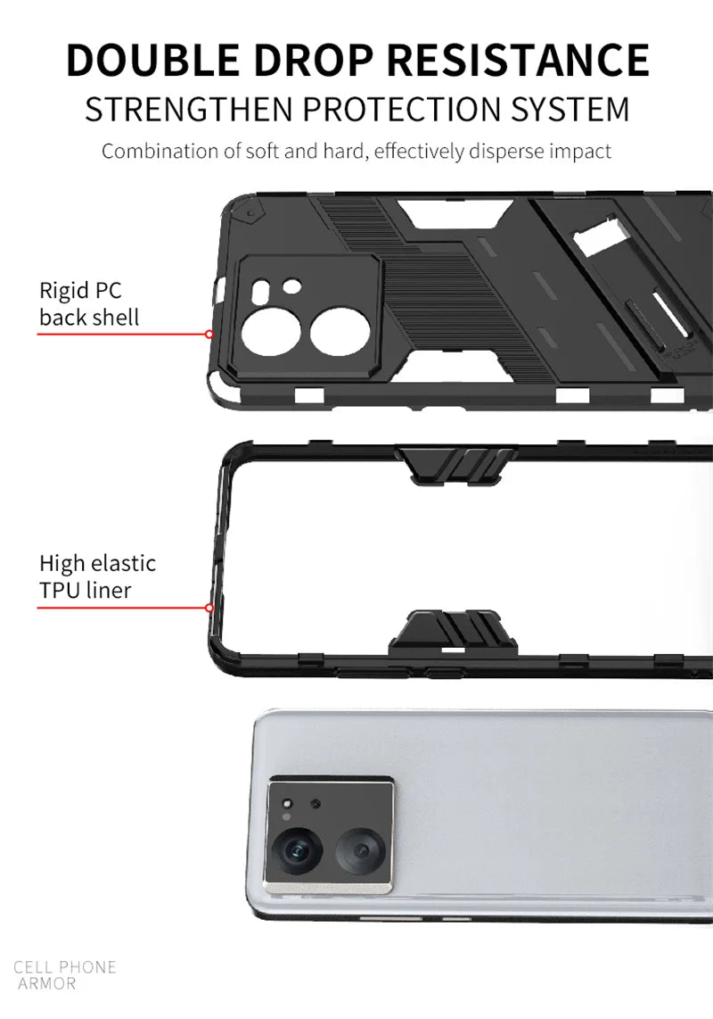 Rugged Armor Shockproof Phone Case For Xiaomi Mi 11 12 13 Lite 14 10T 11T 12T 13T Poco F3 F4 F5 Pro Holder Stand Back Cover - Caseverse