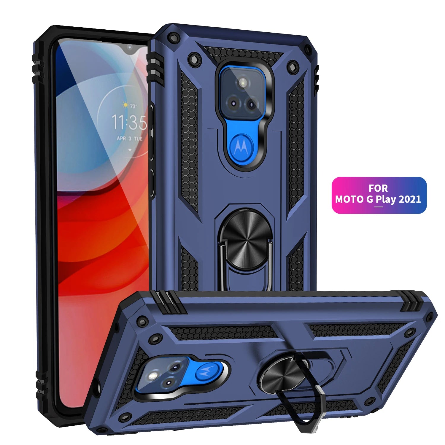 for Moto G Play Case for Phone Moto G Play 2021 Case Shockproof Armor Rugged Military Protective Car Holder Magnetic Cover - Caseverse