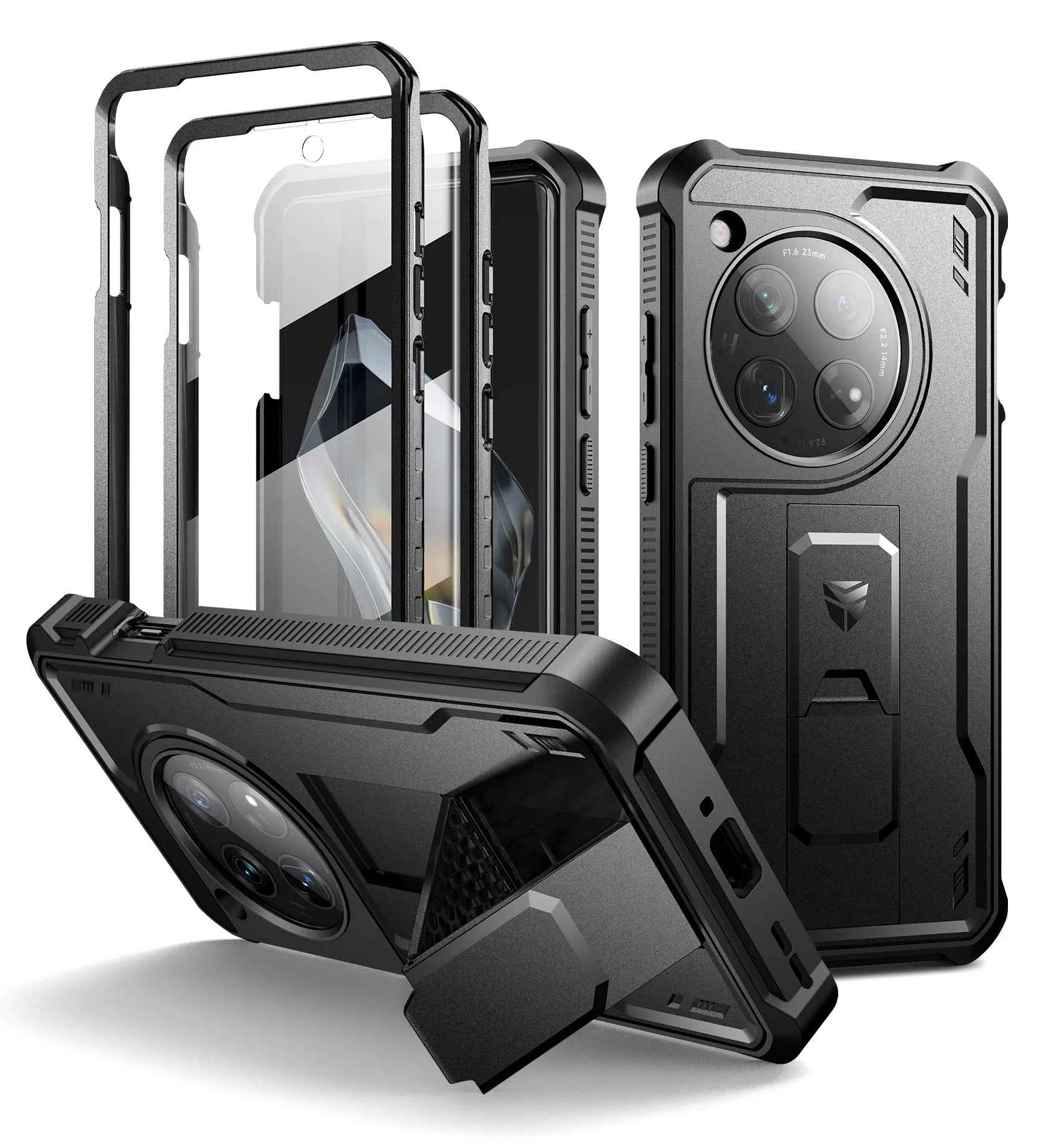 For OnePlus 12 5G (2024) Case Full Body Bumper Military Grade Armor Shockproof Shell Case Bracket with Built in Screen Protector - Caseverse