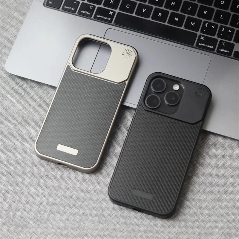 Luxury Forged Carbon Fiber Magsafe Phone Case For iPhone 16 16pro 15 Pro Max Wireless Charging Metal Frameless Shockproof Cover - Caseverse