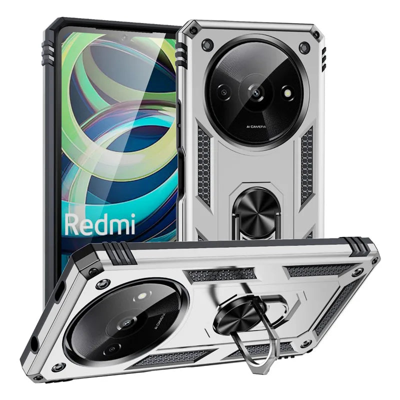For Xiaomi Redmi A3 4G Case Rugged Armor Phone Case For Redmi A3 A 3 RedmiA3 4G Magnetic Ring Holder Shockproof Cover - Caseverse