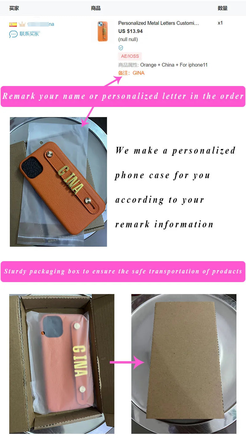 Luxury Custom Personalised Name Silver Metal Letter Charm Leather Phone Cases For Iphone 14 13 12 11 15 Pro Max 16 pro max Cover Caseverse