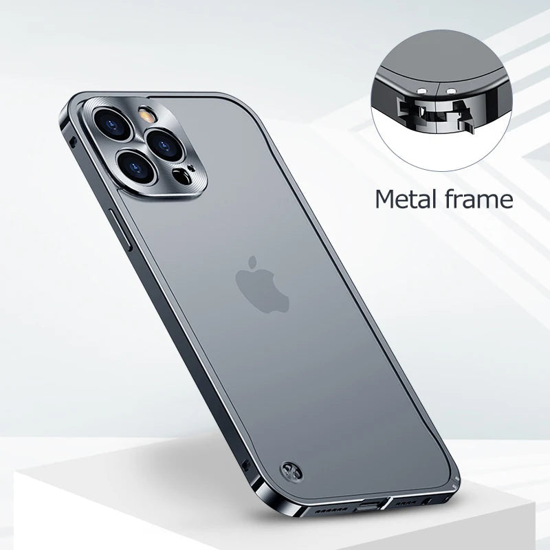 Metal Phone Cases For IPhone 12 13 14 15 16 Pro Max Plus Cover Magnetic Aluminum Frame Phone Shell For Iphone 13 Mini 14 15 Plus Caseverse