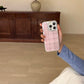 Stylish Simple Electroplate Pink Plaid Pattern Solid Color Phone for iPhone 13 14 15 16 Pro Max Glossy Shockproof Phone Case