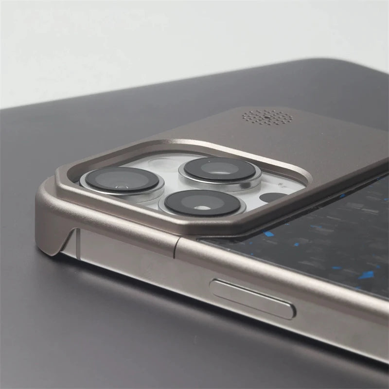 Luxury Forged Carbon Fiber Magsafe Phone Case For iPhone 16 16pro 15 Pro Max Wireless Charging Metal Frameless Shockproof Cover - Caseverse